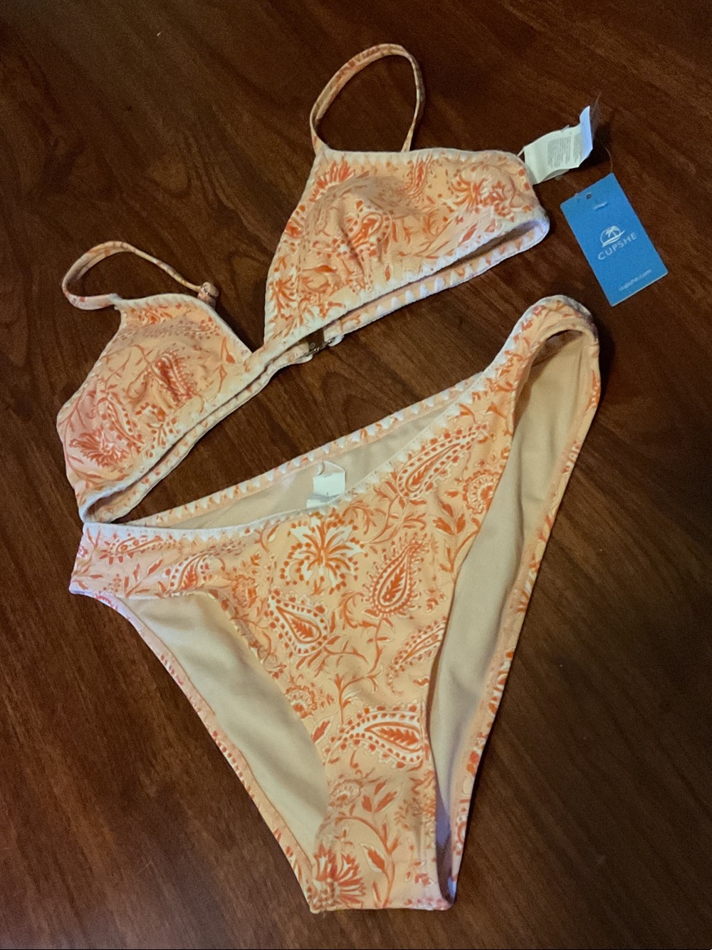 Cupshe Coral Paisley Two-Piece Bikini BNWT size large